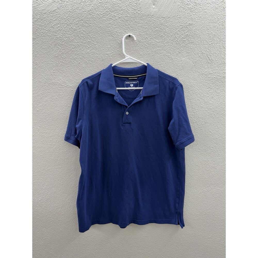 Architect Mens Polo Shirt Size Large Blue Short Sleeve Collared